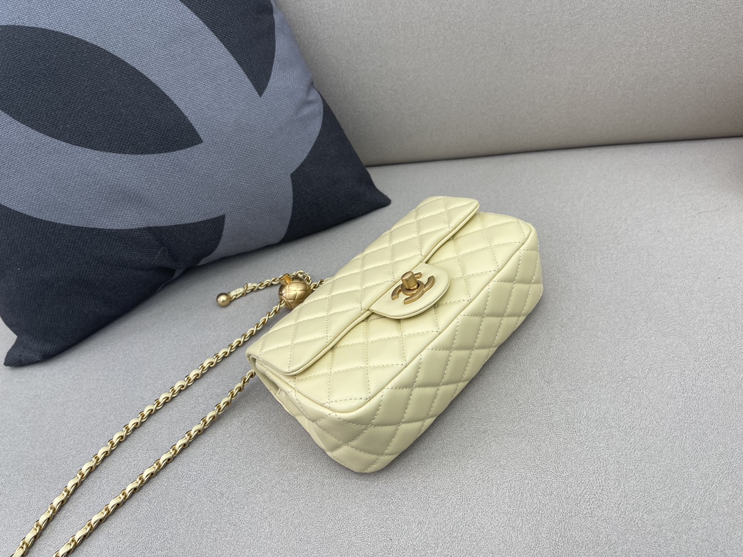 Small Classic Flap Lambskin Bag AS1787 Light Yellow